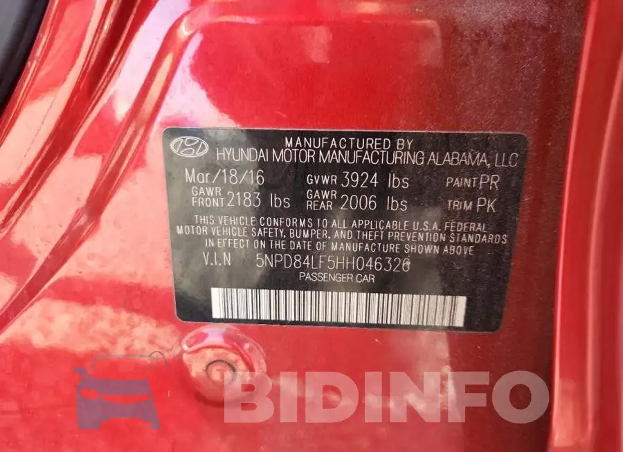 5NPD84LF5HH046326 Photo# 12