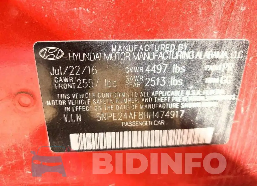 5NPE24AF8HH474917 Photo# 12