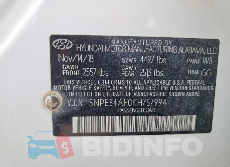 5NPE34AF0KH757994 Photo# 12