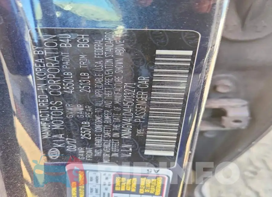 KNAGV4LD4H5013271 Photo# 13