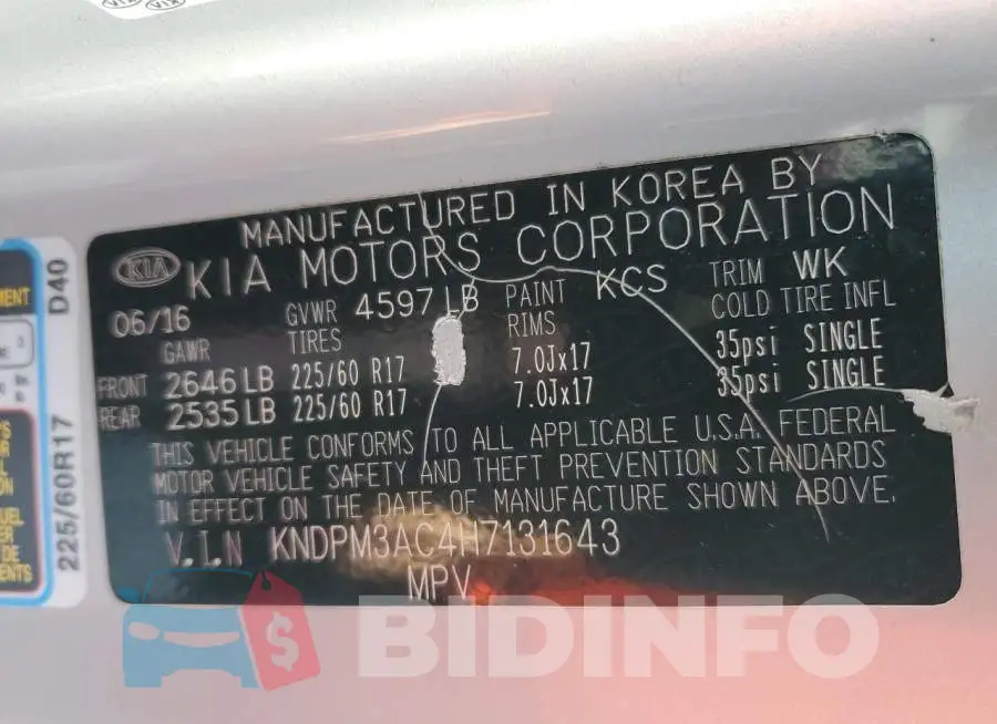 KNDPM3AC4H7131643 Photo# 13