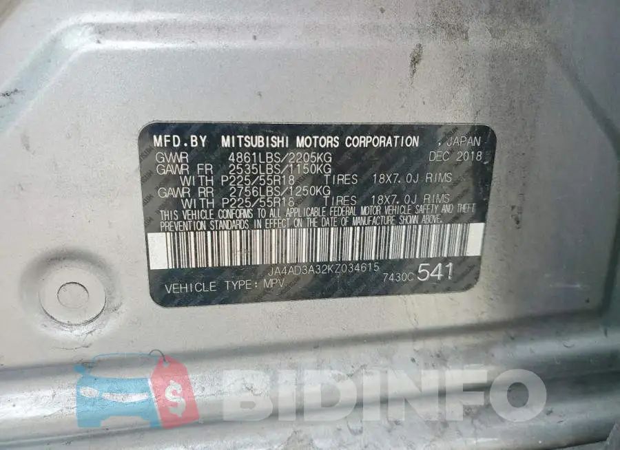 JA4AD3A32KZ034615 Photo# 13