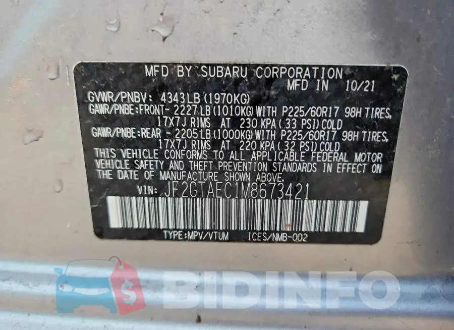 JF2GTAEC1M8673421 Photo# 12