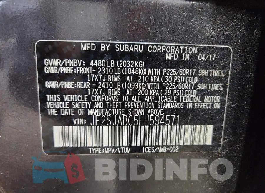 JF2SJABC5HH594571 Photo# 13