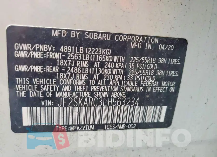 JF2SKARC3LH563234 Photo# 13