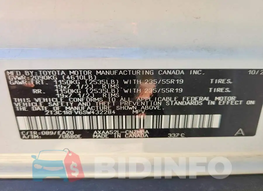 2T3C1RFV6SW432284 Photo# 13