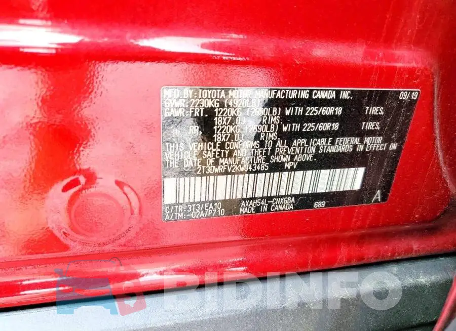 2T3DWRFV2KW043485 Photo# 13