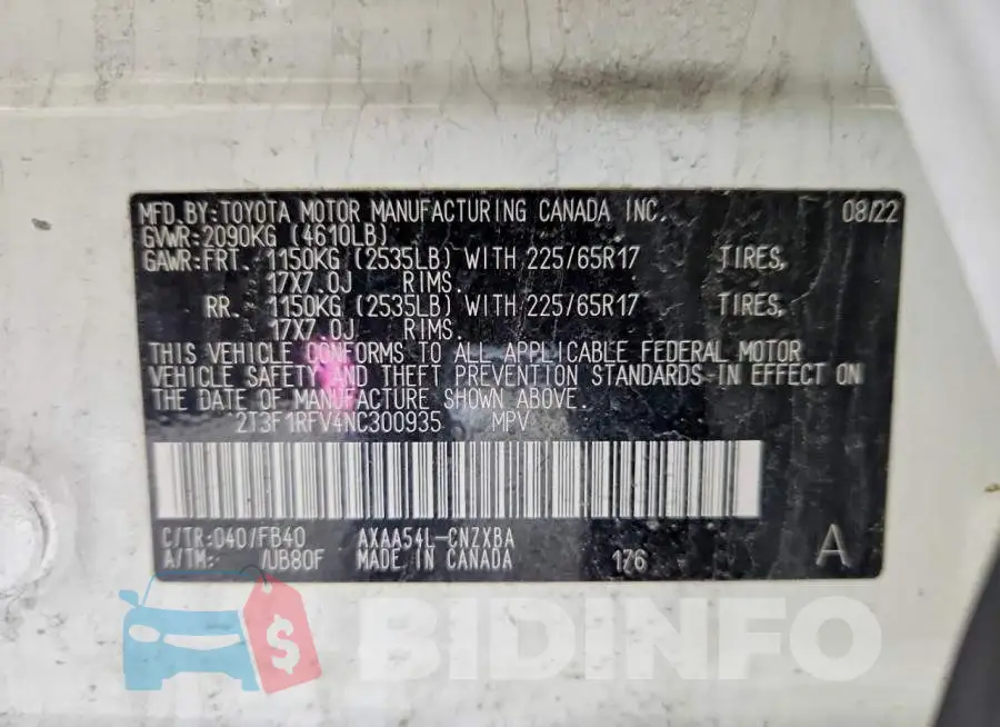 2T3F1RFV4NC300935 Photo# 14