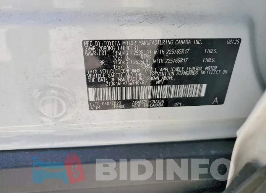 2T3K1RFV7SW416462 Photo# 14