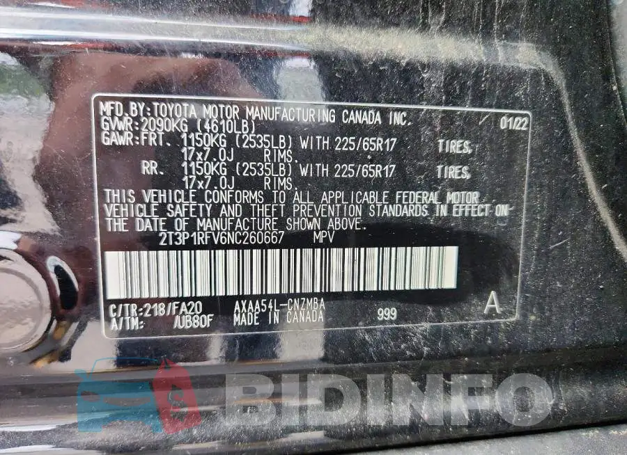2T3P1RFV6NC260667 Photo# 13