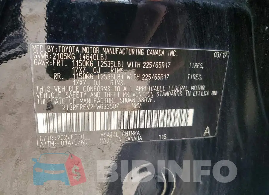 2T3RFREV2HW633587 Photo# 13