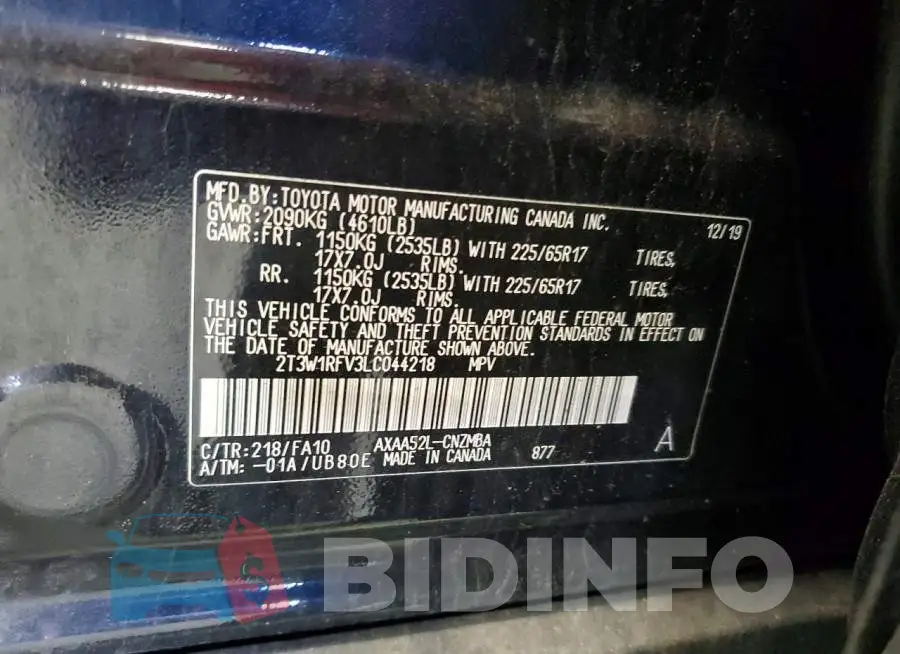 2T3W1RFV3LC044218 Photo# 13