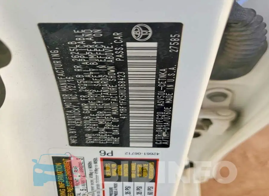 4T1BF1FK5HU368423 Photo# 13
