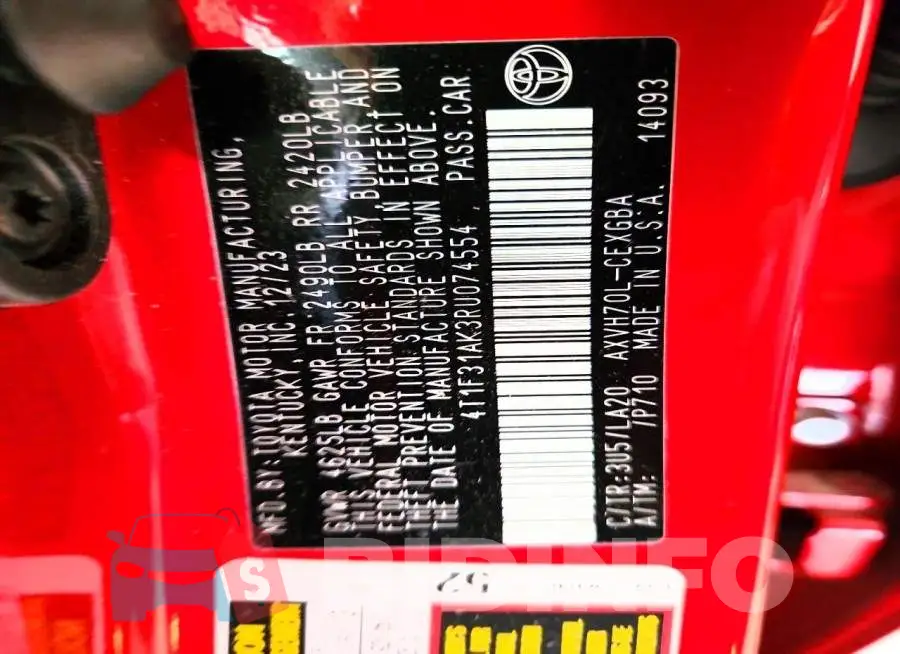 4T1F31AK3RU074554 Photo# 13