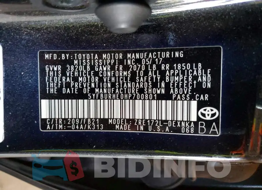 5YFBURHE0HP700801 Photo# 12