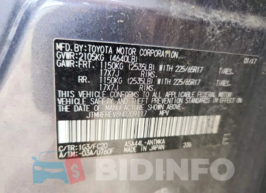 JTMRFREV8HD209117 Photo# 13