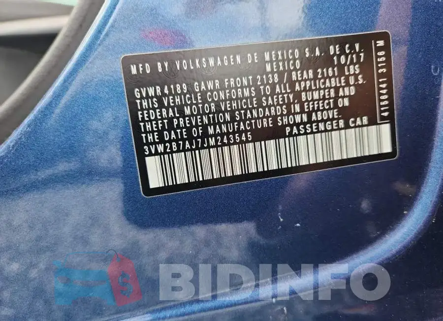 3VW2B7AJ7JM243545 Photo# 13