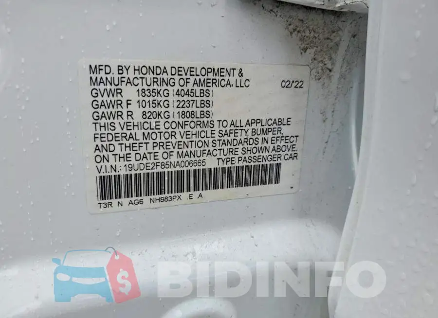 19UDE2F85NA006665 Photo# 12