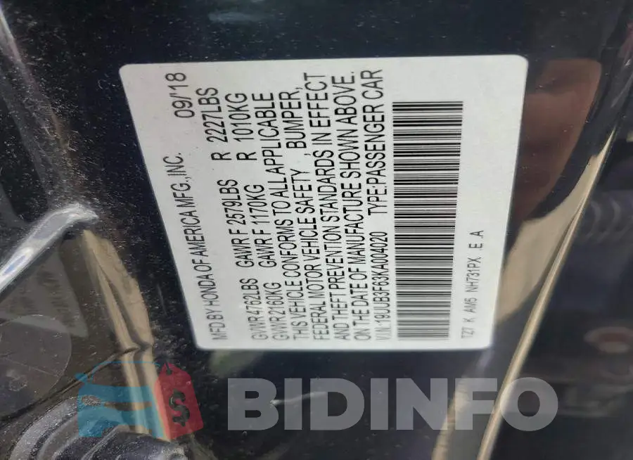 19UUB3F63KA004020 Photo# 12