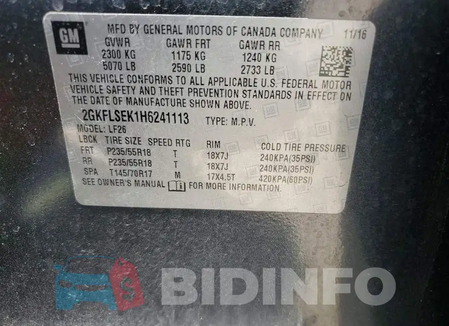 2GKFLSEK1H6241113 Photo# 13