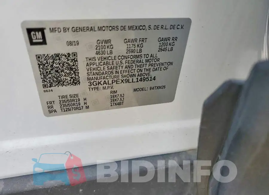 3GKALPEX9LL149514 Photo# 13