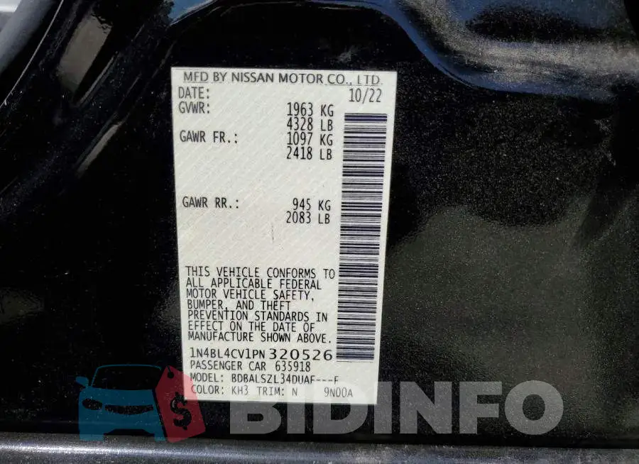 1N4BL4CV1PN320526 Photo# 12