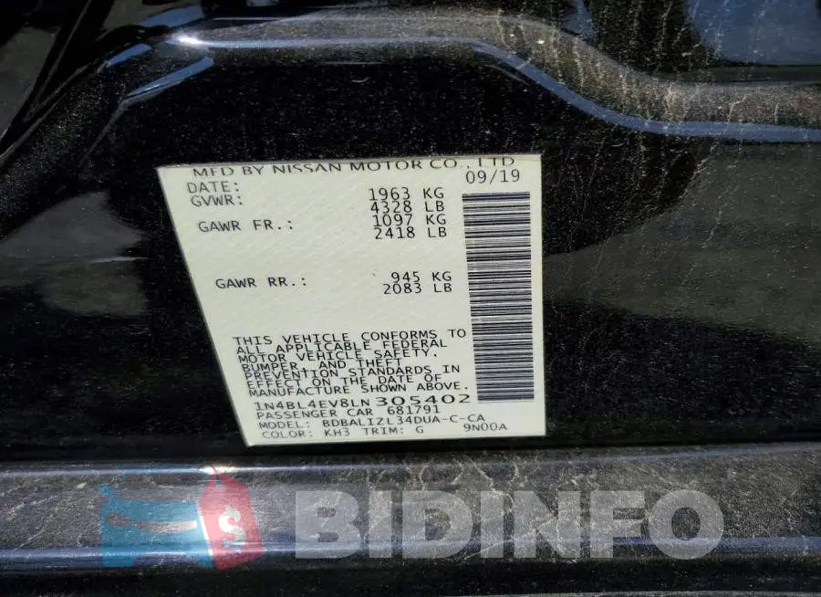 1N4BL4EV8LN305402 Photo# 12