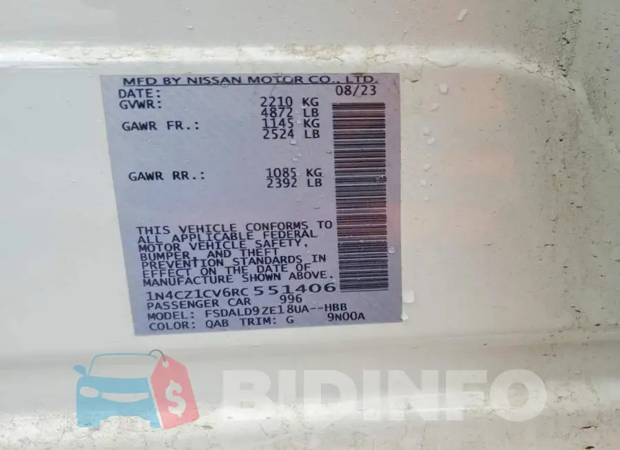 1N4CZ1CV6RC551406 Photo# 13
