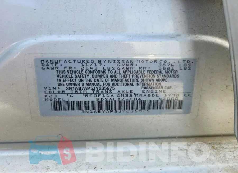 3N1AB7AP5JY235975 Photo# 12