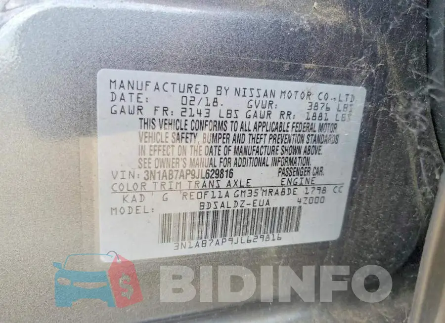 3N1AB7AP9JL629816 Photo# 13