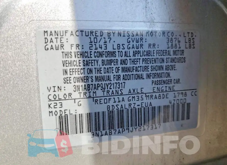 3N1AB7AP9JY217317 Photo# 12