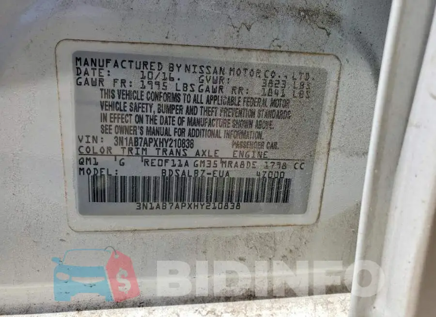 3N1AB7APXHY210838 Photo# 12