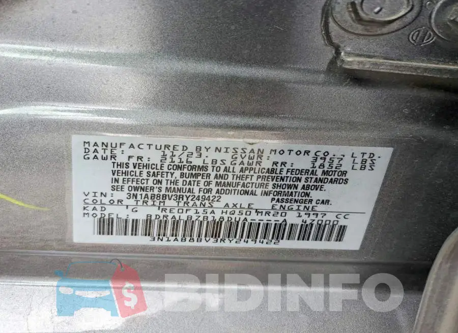 3N1AB8BV3RY249422 Photo# 13