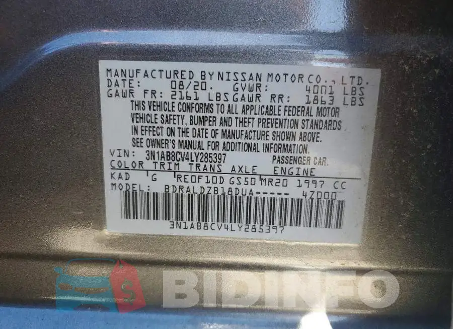 3N1AB8CV4LY285397 Photo# 12