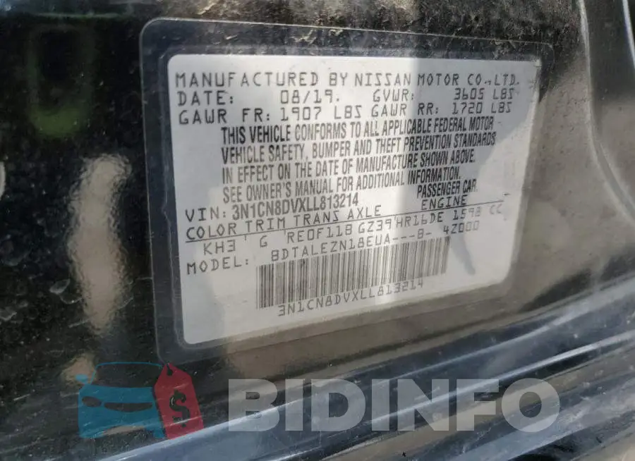 3N1CN8DVXLL813214 Photo# 12