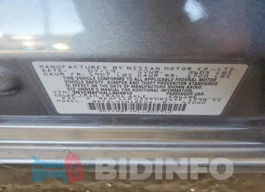 3N1CN8FV4LL804912 Photo# 12