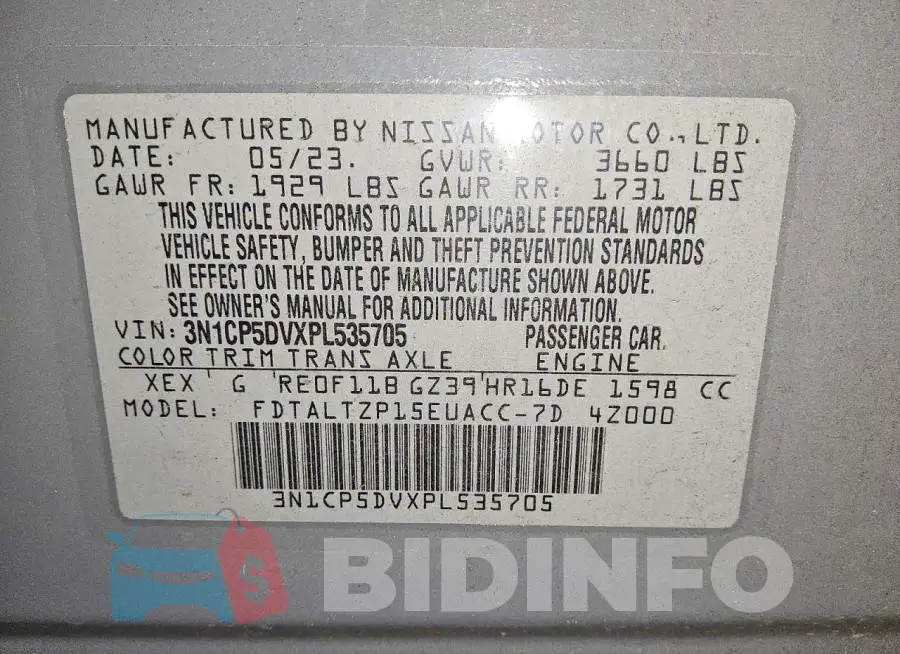 3N1CP5DVXPL535705 Photo# 13