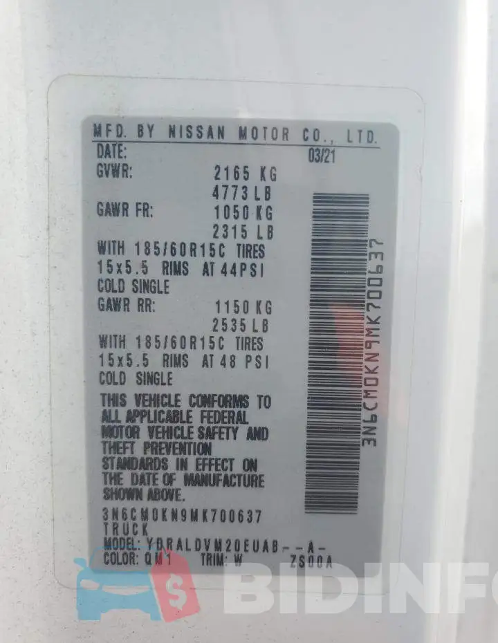 3N6CM0KN9MK700637 Photo# 14