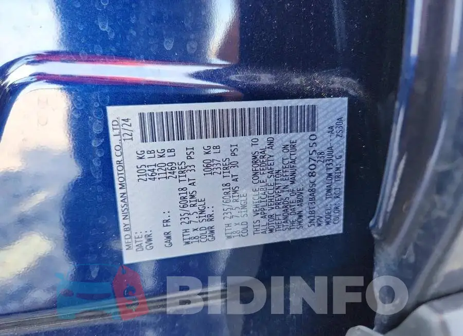 5N1BT3BA8SC807550 Photo# 13