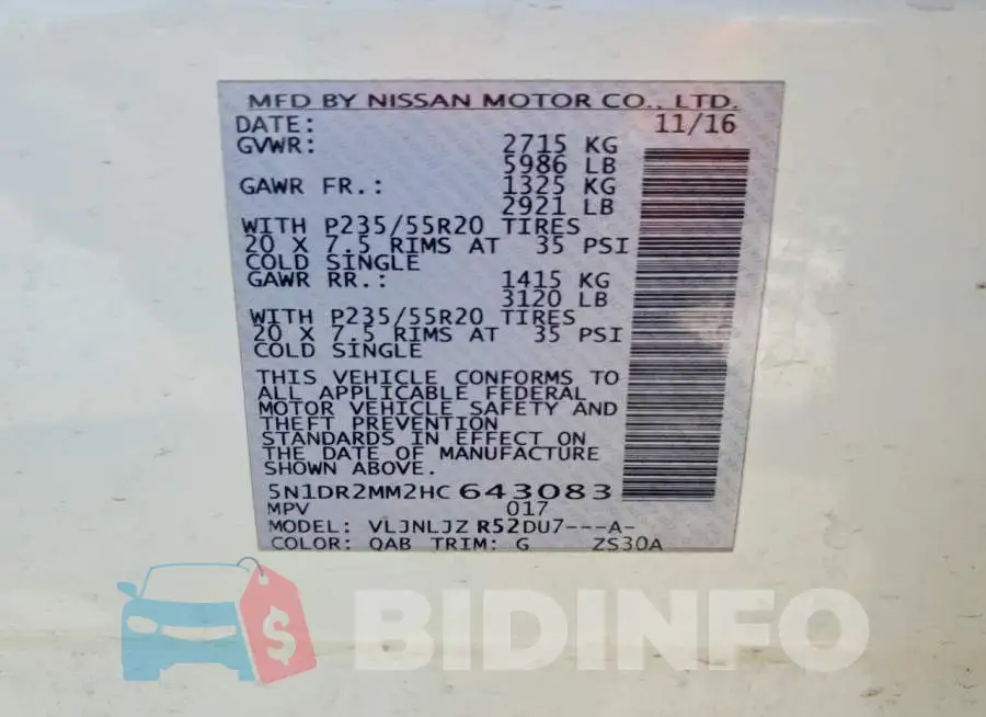 5N1DR2MM2HC643083 Photo# 13