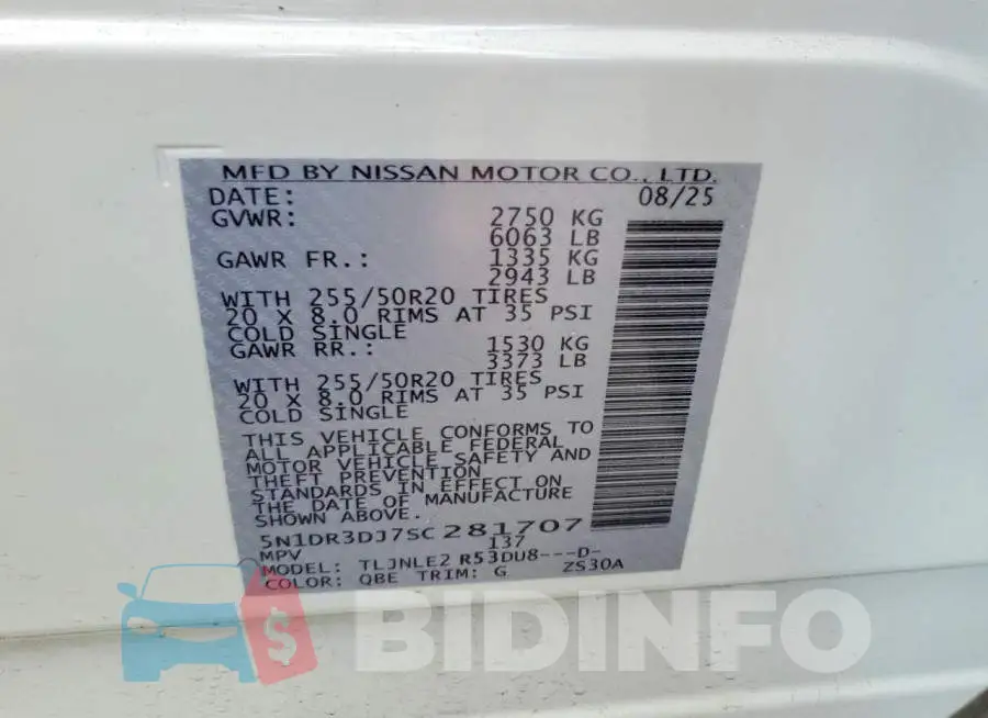5N1DR3DJ7SC281707 Photo# 13