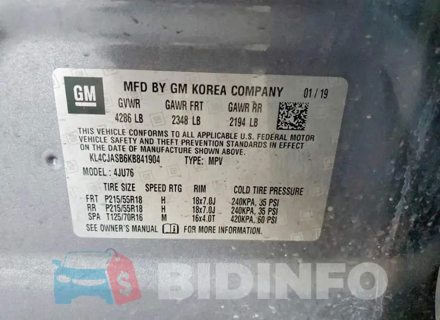 KL4CJASB6KB841904 Photo# 12