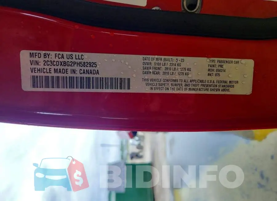 2C3CDXBG2PH582925 Photo# 13