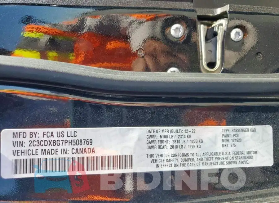 2C3CDXBG7PH508769 Photo# 13