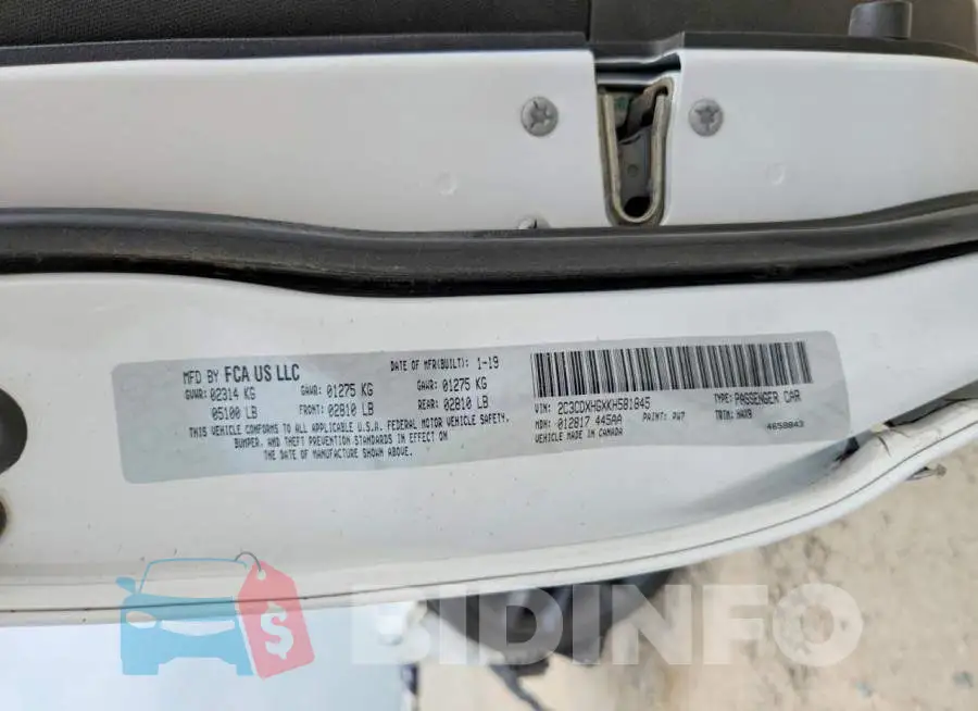 2C3CDXHGXKH581845 Photo# 13