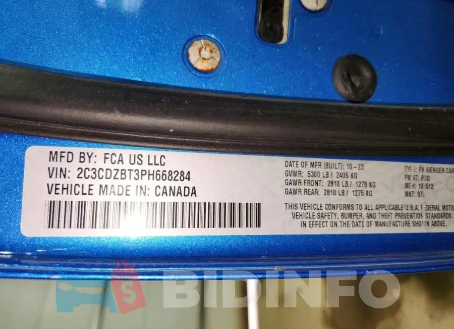 2C3CDZBT3PH668284 Photo# 12