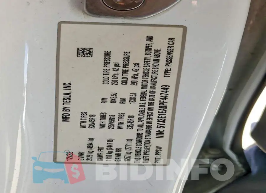 5YJ3E1EA8PF447449 Photo# 12