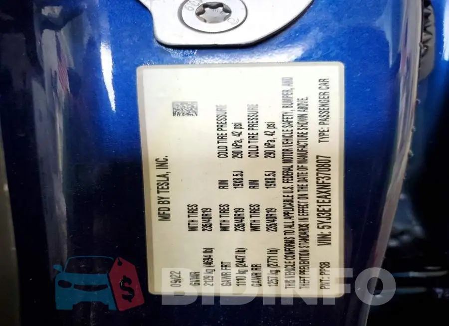 5YJ3E1EAXNF370807 Photo# 12