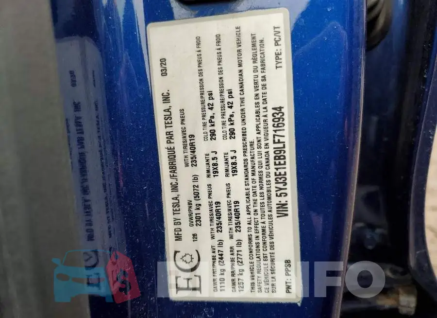 5YJ3E1EB9LF716934 Photo# 12