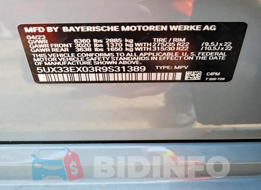 5UX33EX03R9S31389 Photo# 13